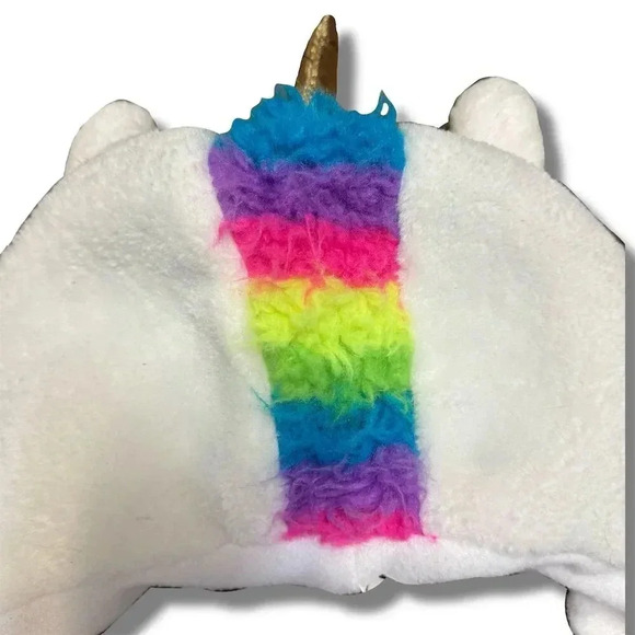 Unicorn Hooded Scarf with Hand Pouches White Unisex One Size - Picture 5 of 6